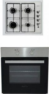 Pachet cuptor electric, plita gaz si hota clasica inox 2 motoare 